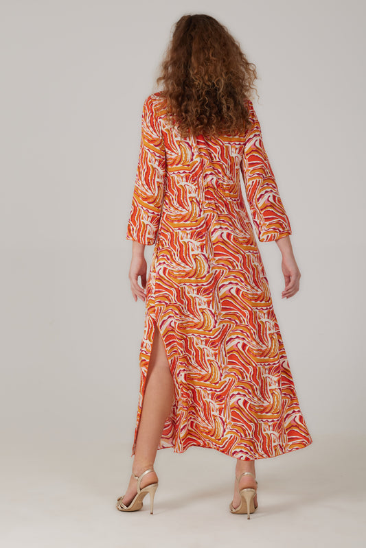 Robe longue manches trois/quart imprimé Lumera - Fiora
