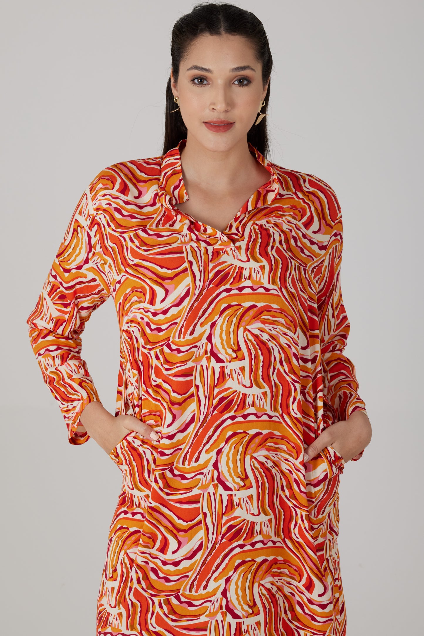Robe longue manches longues imprimé Lumera - Giulia