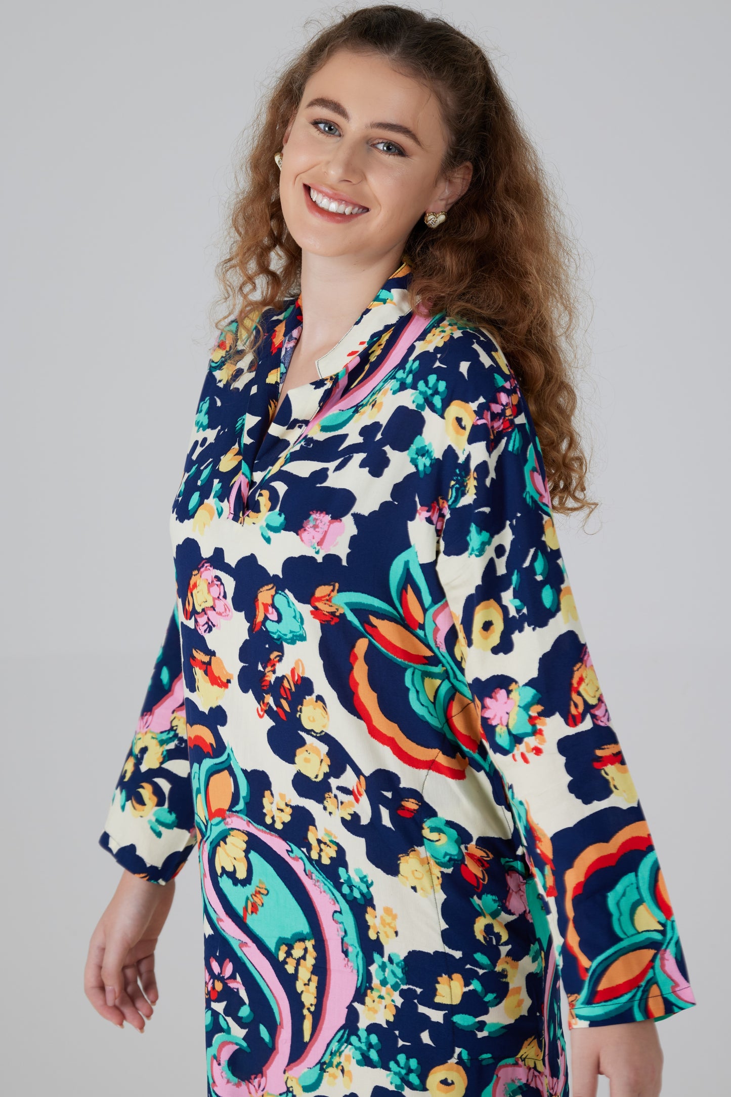 Robe longue manches longues imprimé Turchina - Giulia