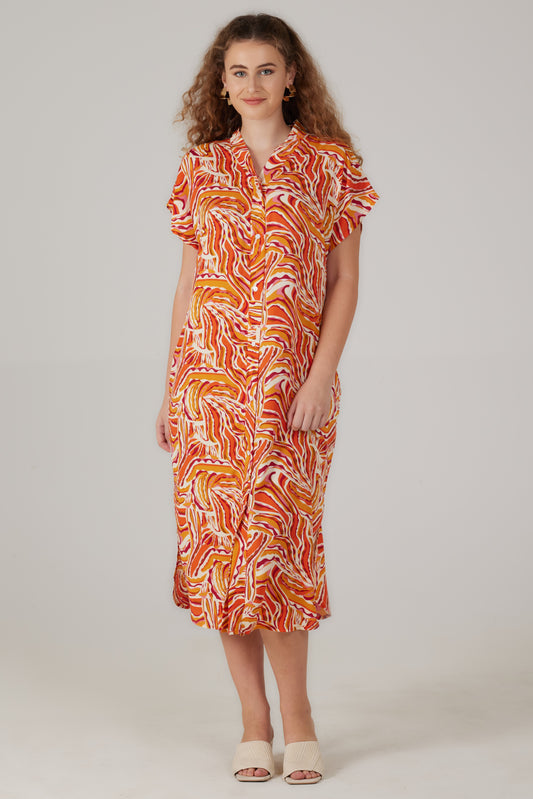Robe longue manches courtes imprimé Lumera - Livia