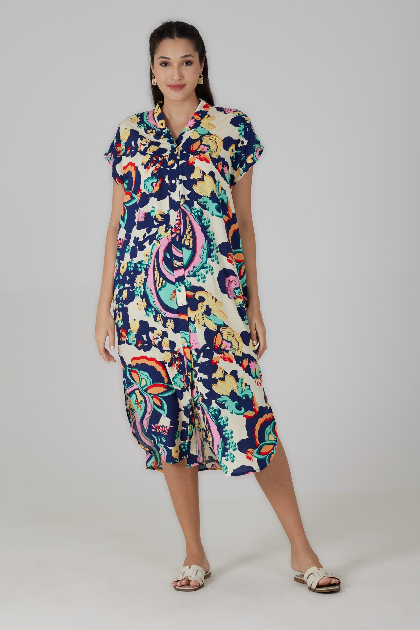 Robe longue manches courtes imprimé Turchina - Livia