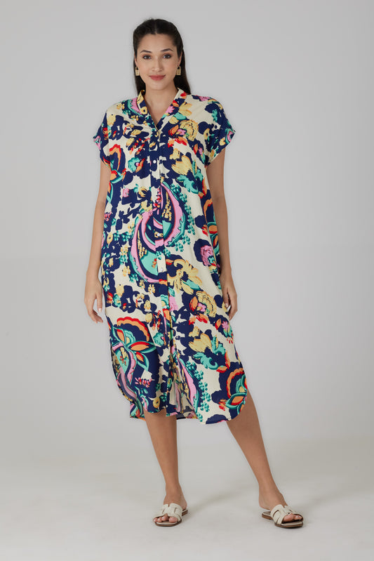 Robe longue manches courtes imprimé Turchina - Livia
