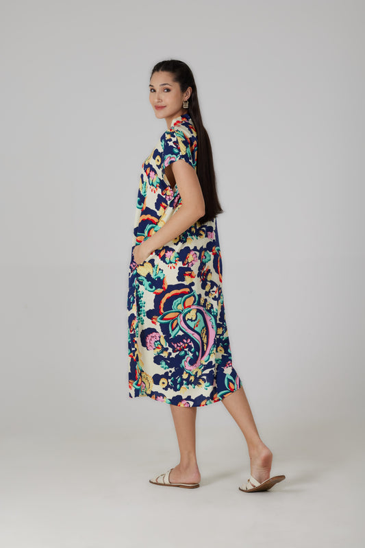 Robe longue manches courtes imprimé Turchina - Livia