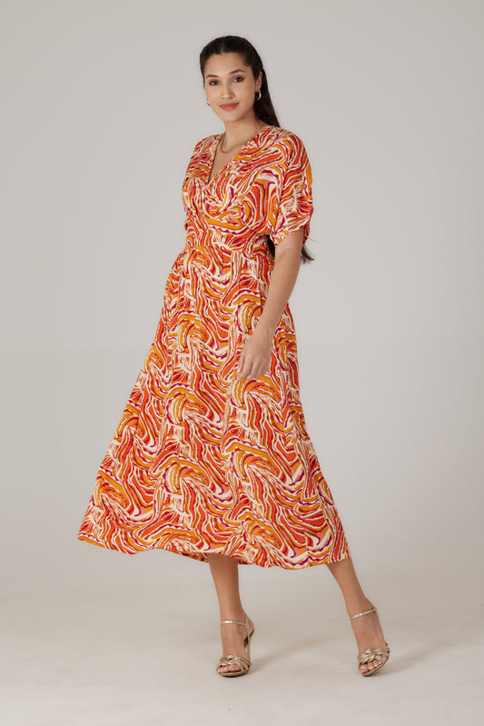 Robe longue manches courtes imprimé Lumera - Lucia