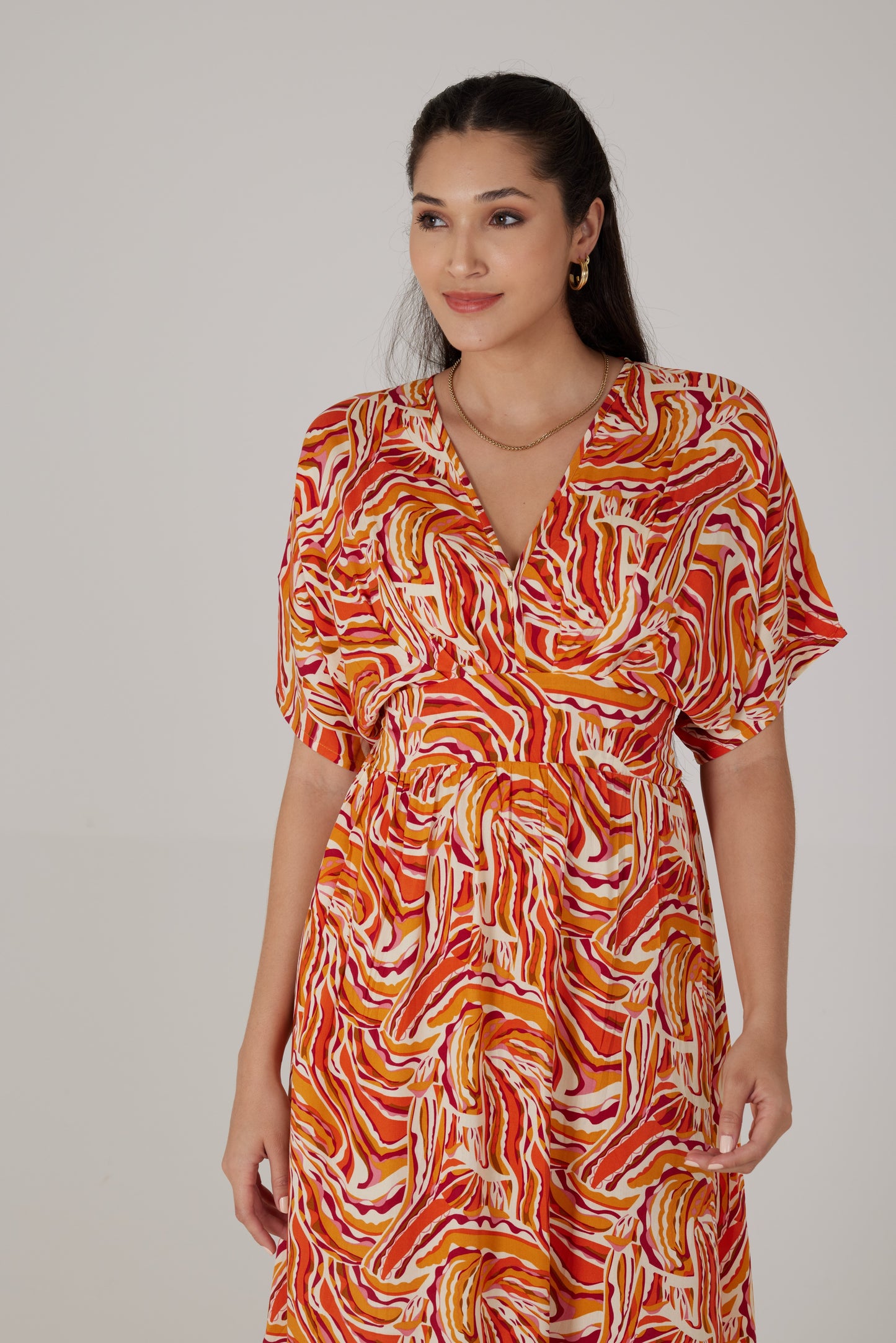 Robe longue manches courtes imprimé Lumera - Lucia