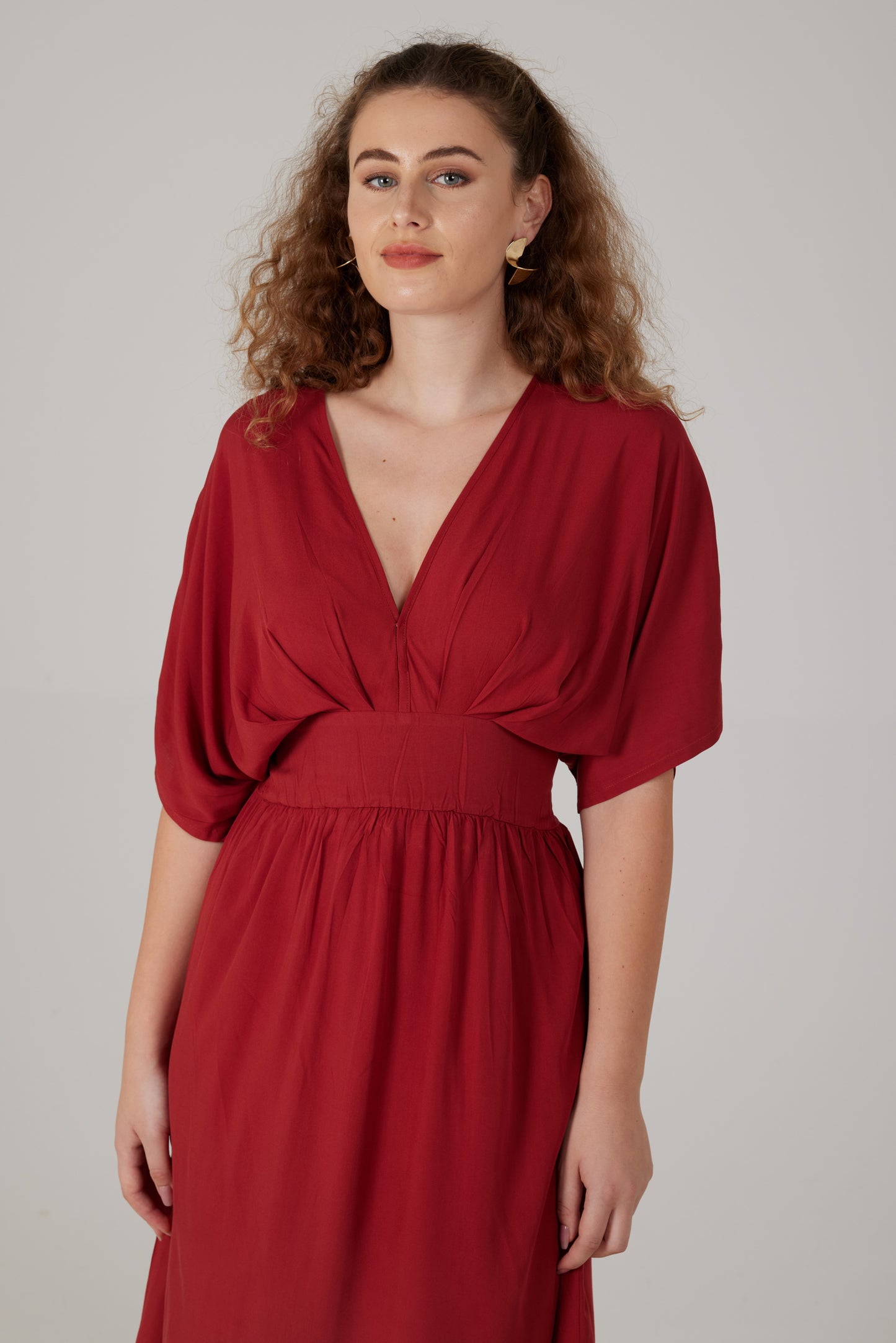 Robe longue manches courtes rouille - Lucia