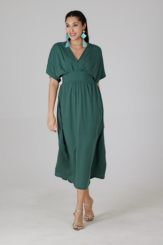 Robe longue manches courtes vert d'eau - Lucia