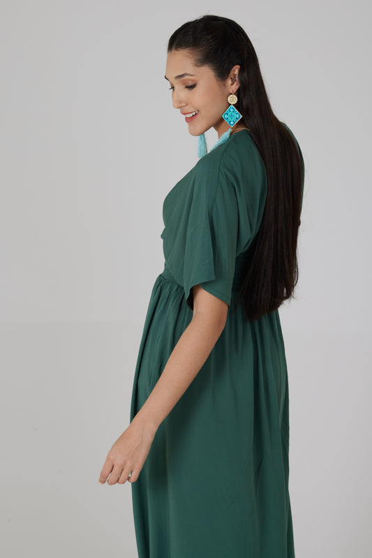 Robe longue manches courtes vert d'eau - Lucia