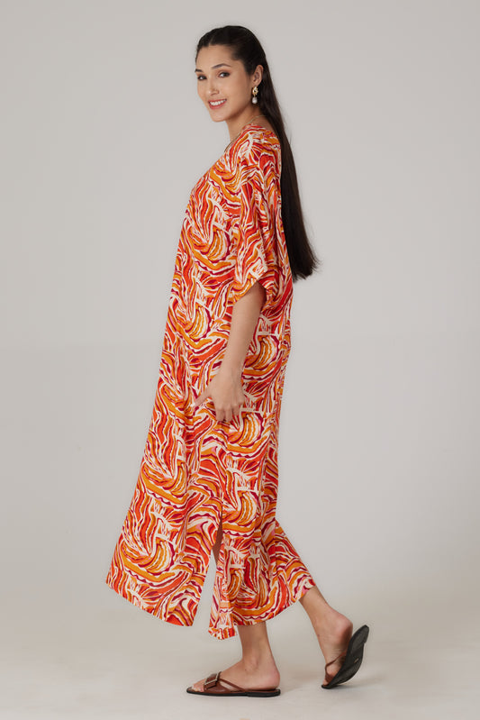 Robe longue manches courtes imprimé Lumera - Rosa