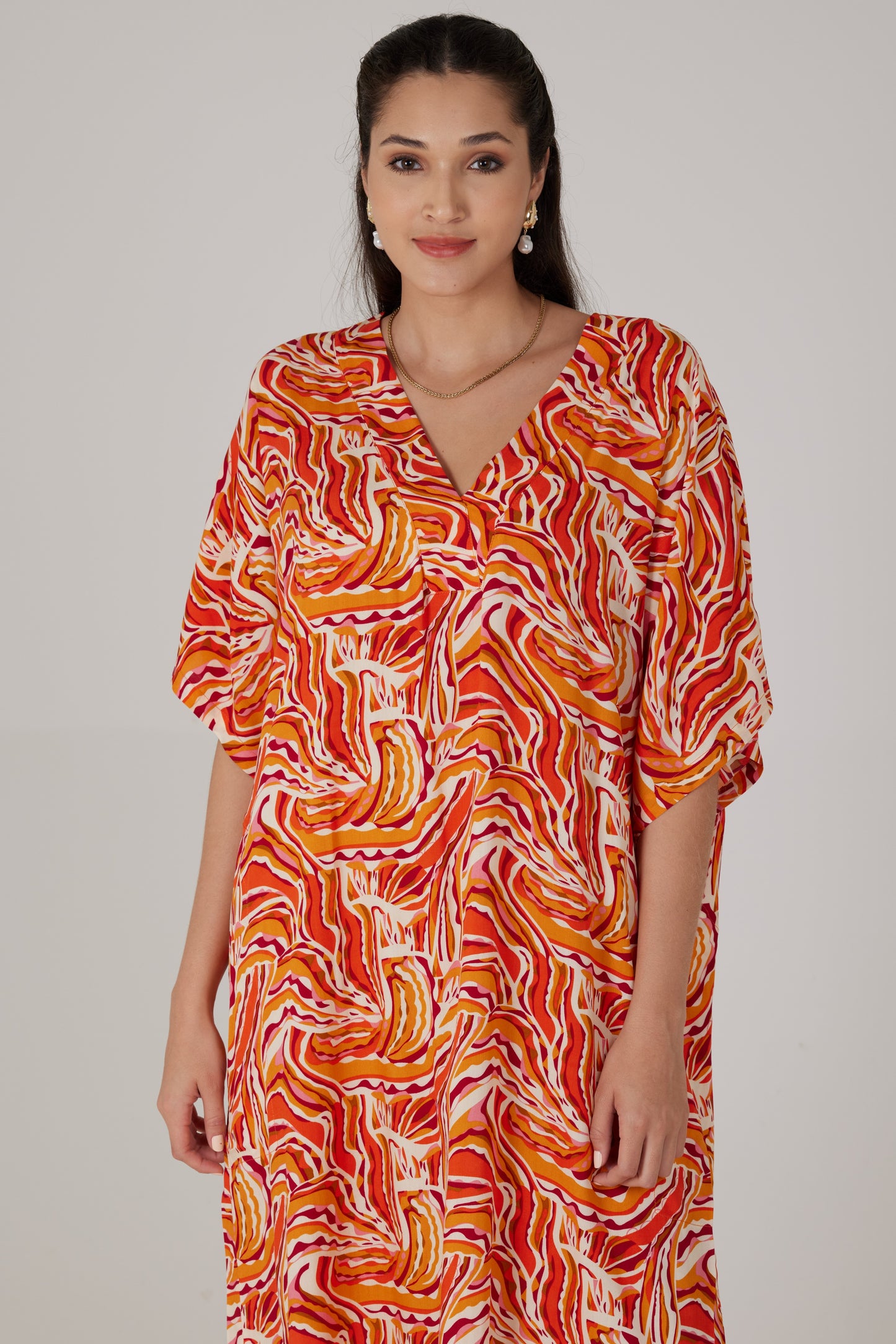 Robe longue manches courtes imprimé Lumera - Rosa