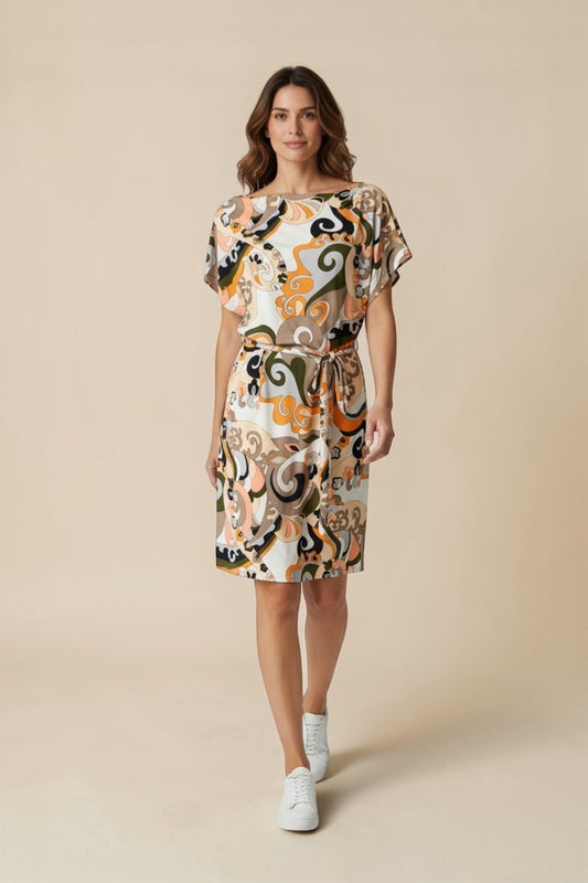 Robe courte col drapé avec ceinture - Adel