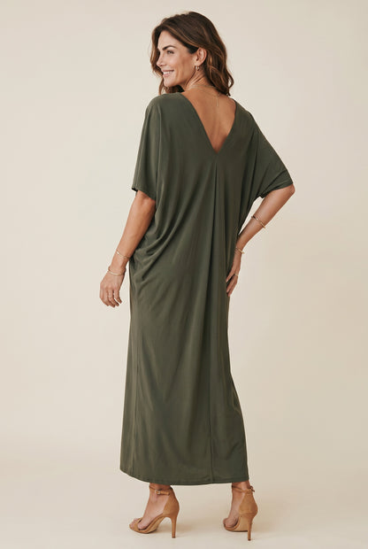Robe longue fluide col V – Bonifacia