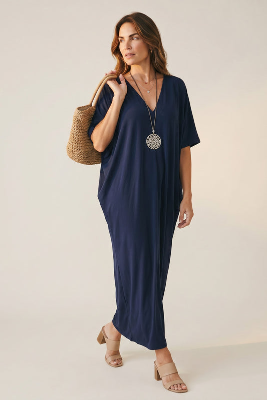 Robe longue fluide col V – Bonifacia
