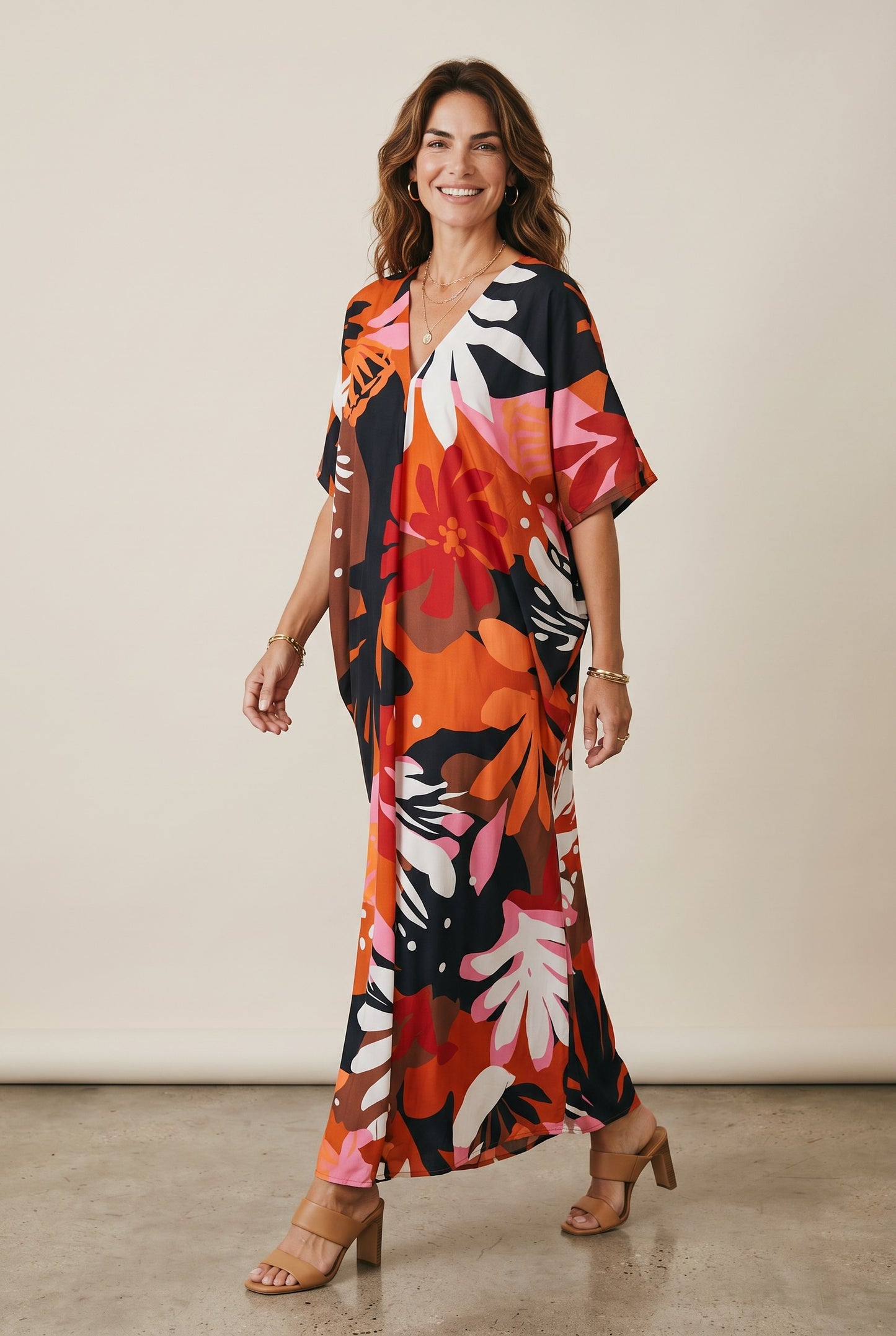Robe longue fluide col V – Bonifacia