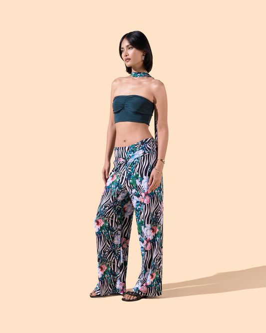 Pantalon imprimé ample élastique large a la taille couleur 