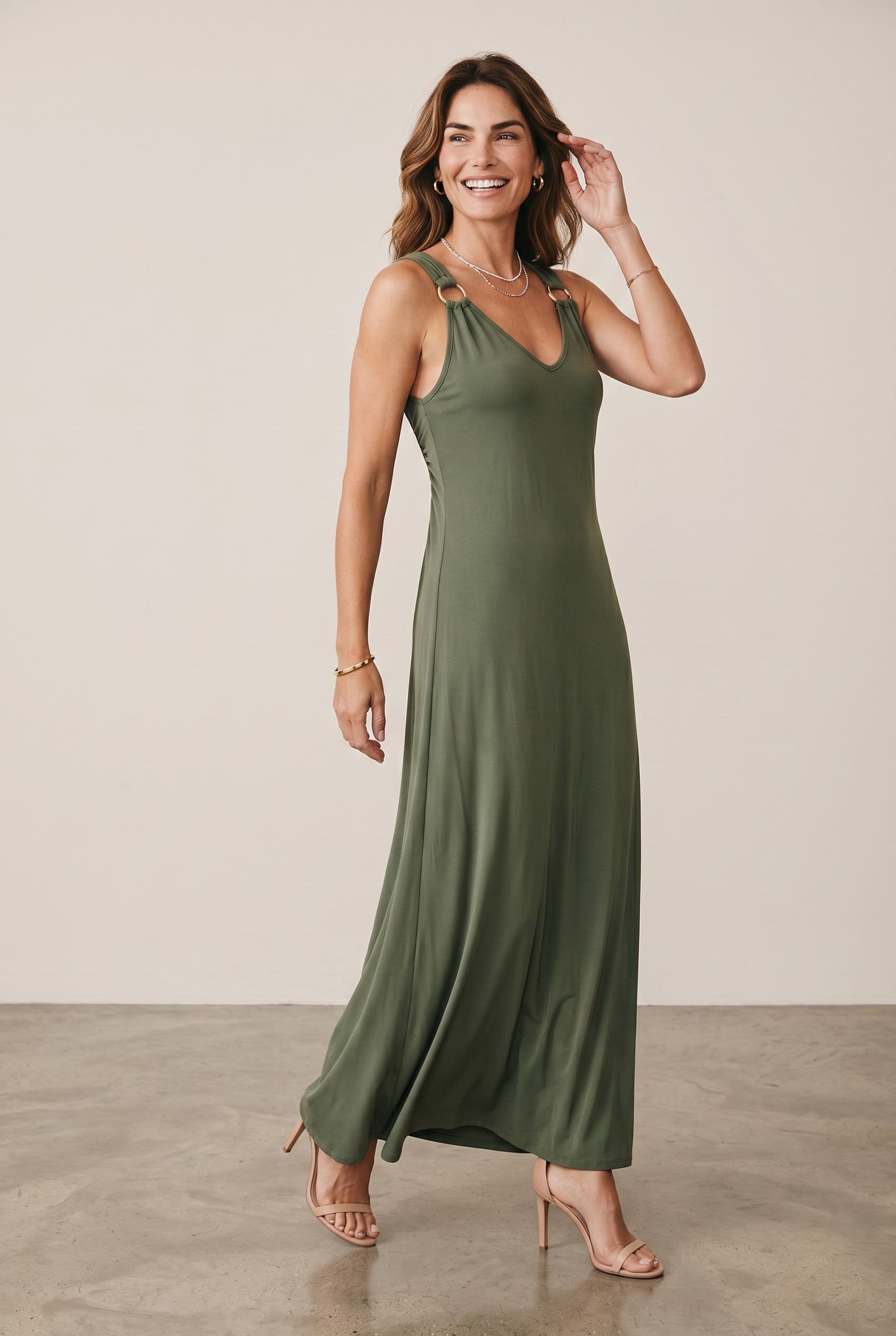Robe longue dos plongeant - Jade