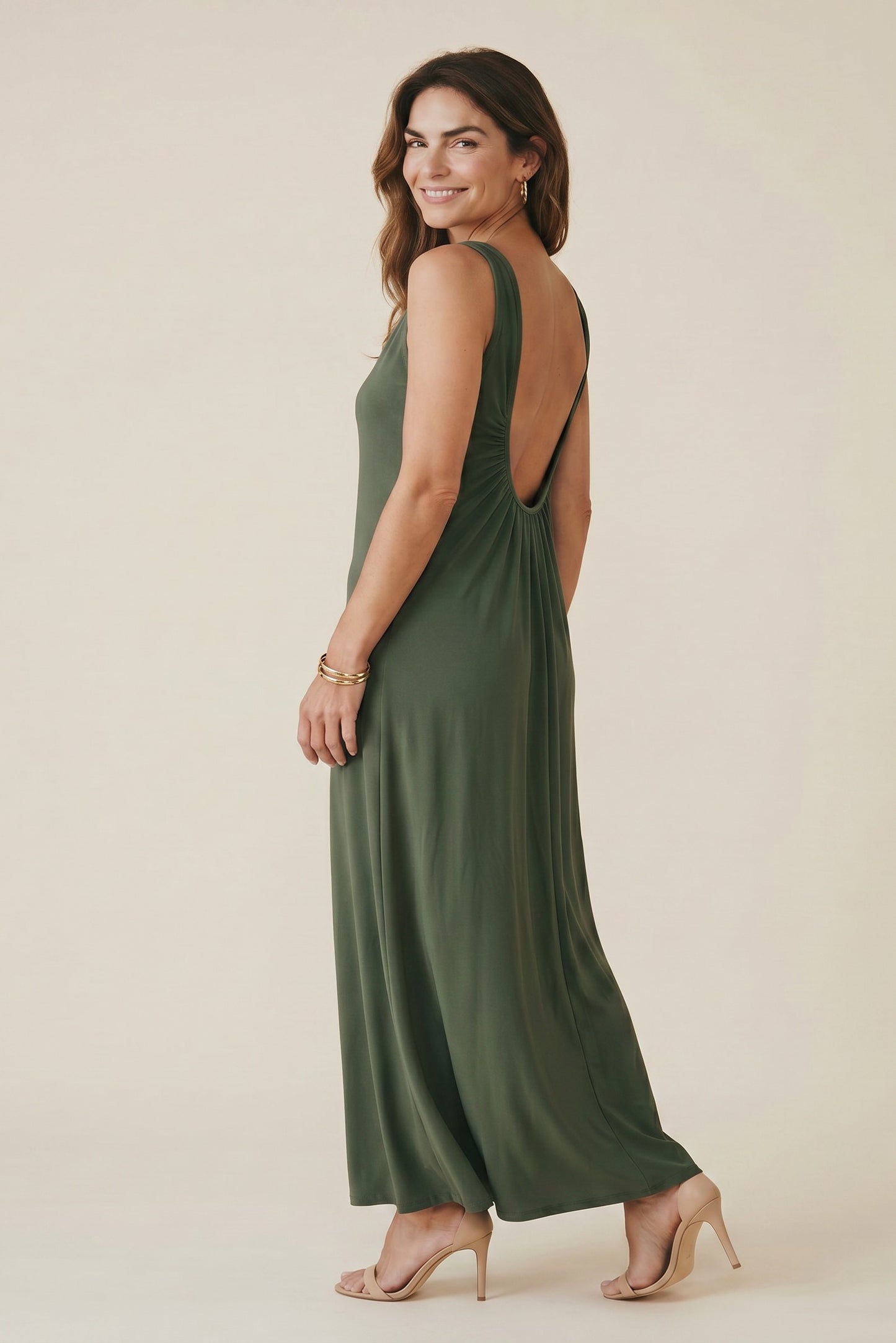 Robe longue dos plongeant - Jade
