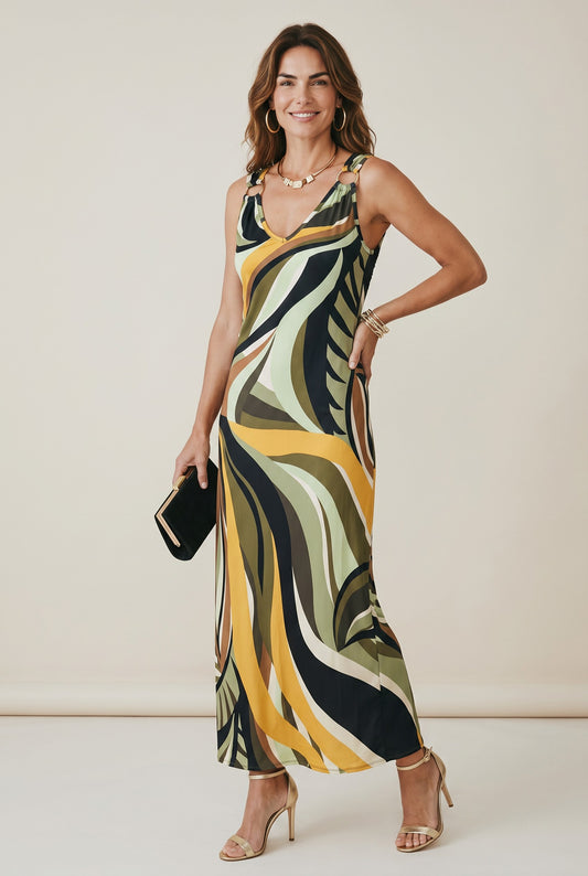 Robe longue dos plongeant - Jade