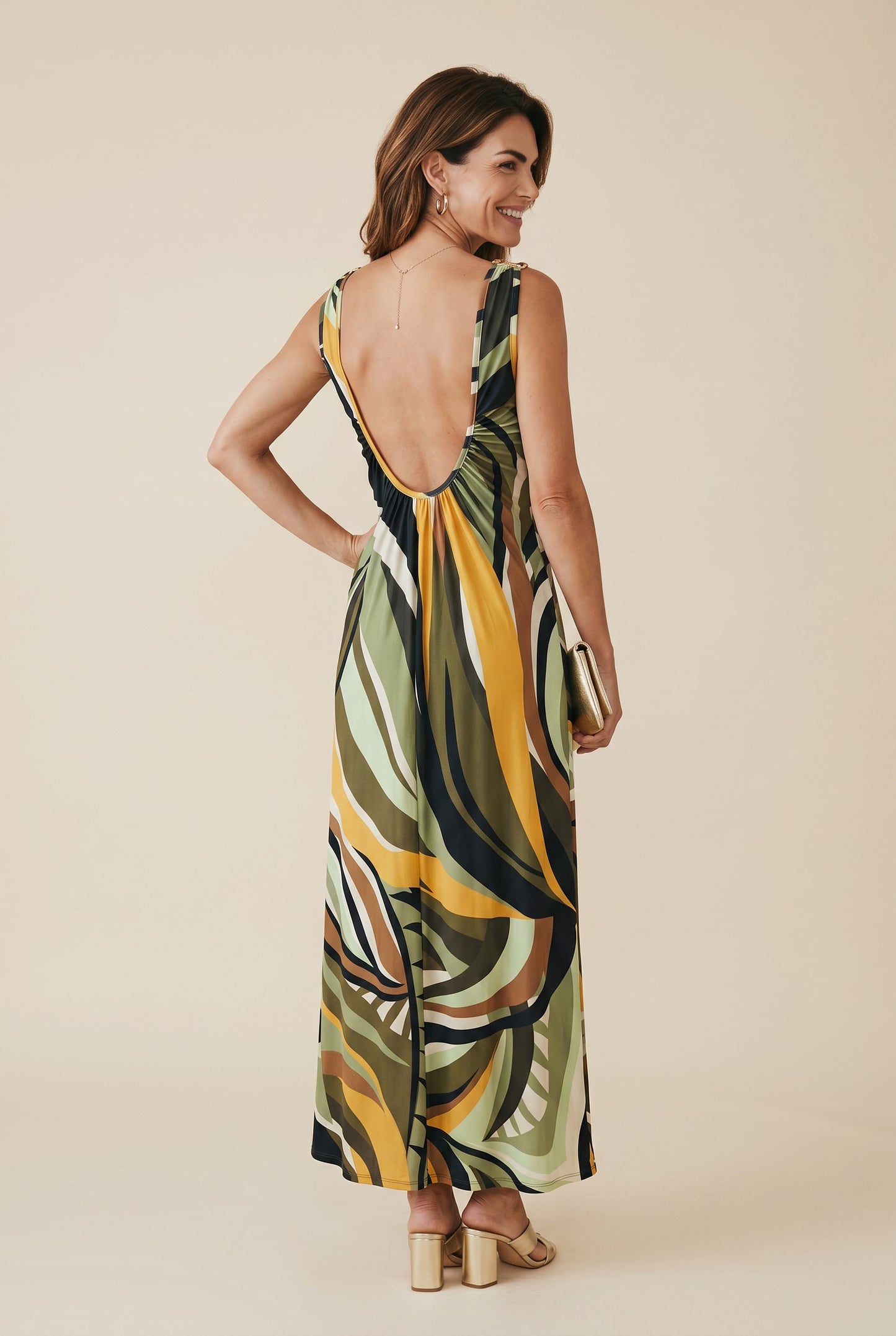 Robe longue dos plongeant - Jade
