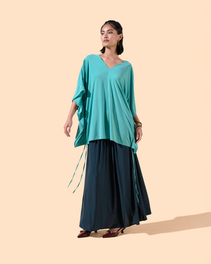 Jupe longue ample élastique à la taille couleur vert