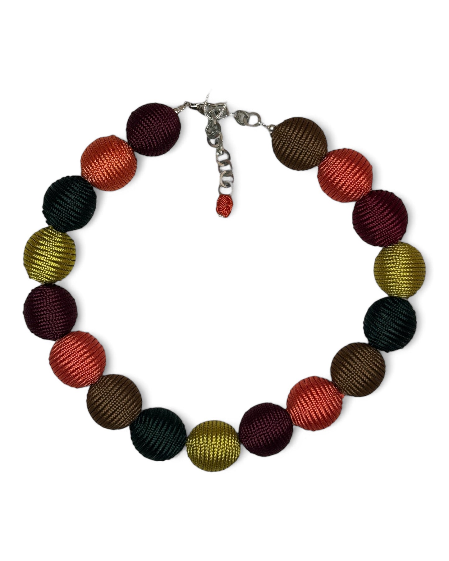 Collier ras de cou en soie fabriqué à la main orange jaune marron 