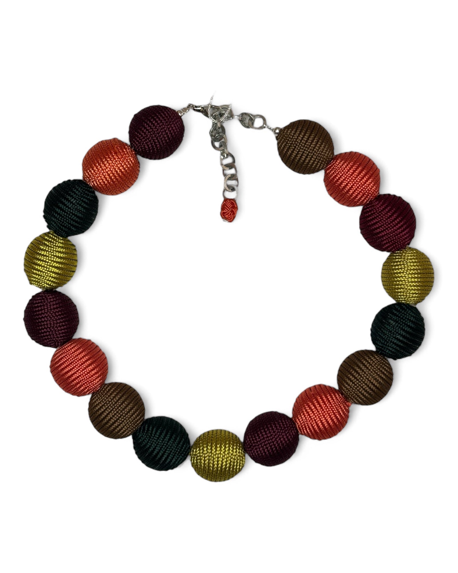 Collier ras de cou en soie fabriqué à la main orange jaune marron 