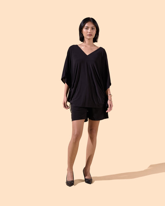 Short court coupe droite couleur noir