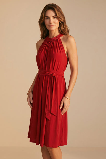 Robe courte col tressé – Absinte