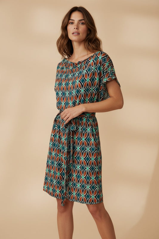 Robe courte col drapé avec ceinture - Adel