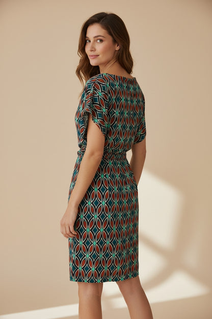 Robe courte col drapé avec ceinture - Adel