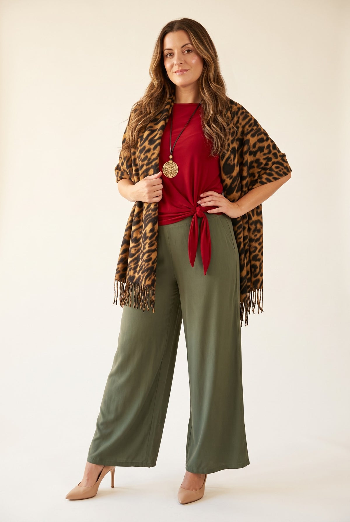 Pantalon ample fluide Camila kaki – Osanna Creazione