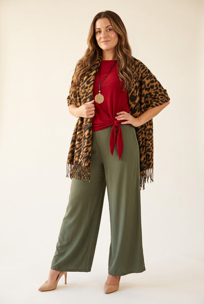 Pantalon ample fluide Camila kaki – Osanna Creazione