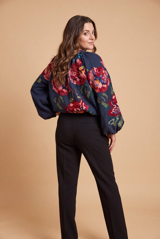 Pantalon Jila noir, vue de dos – Osanna Creazione