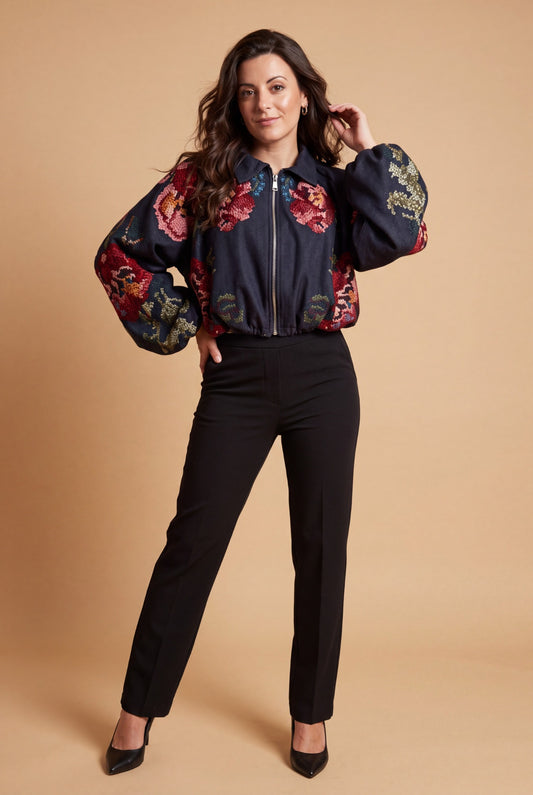Pantalon Jila noir, vue de face – Osanna Creazione