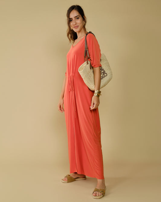 robe-manche-evasee-orange-femme-fluide