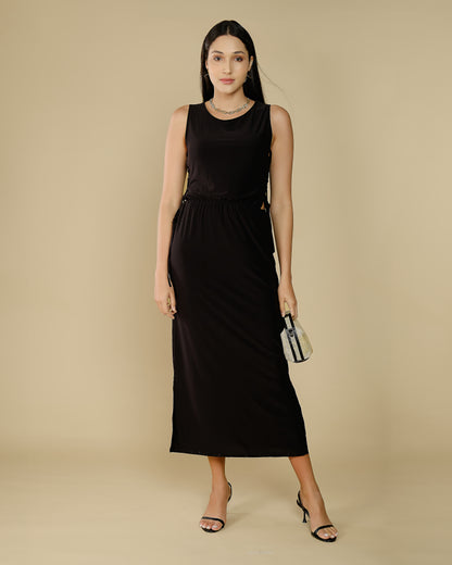 Long black sleeveless dress - Bezia